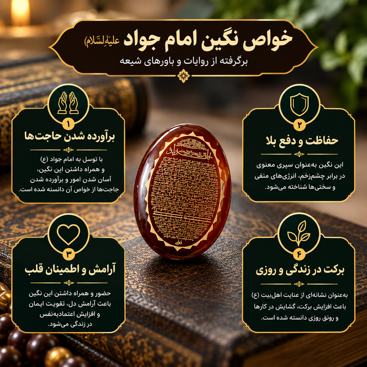 نگین حدید با حکاکی حرز کبیر امام جواد (علیه السلام)